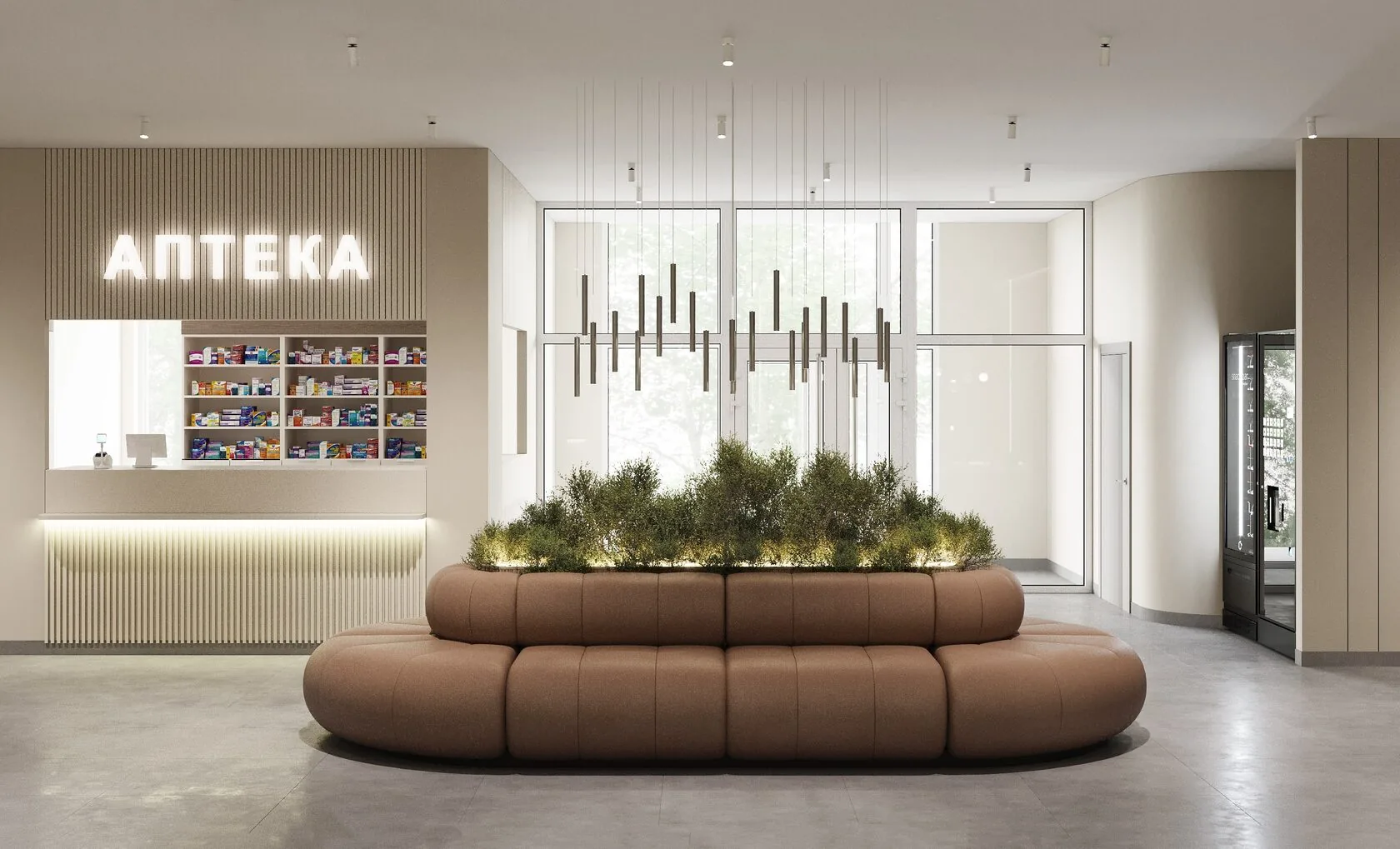 Клиника Екатерининская на Мачуги, зона ресепшн, ракурс 2