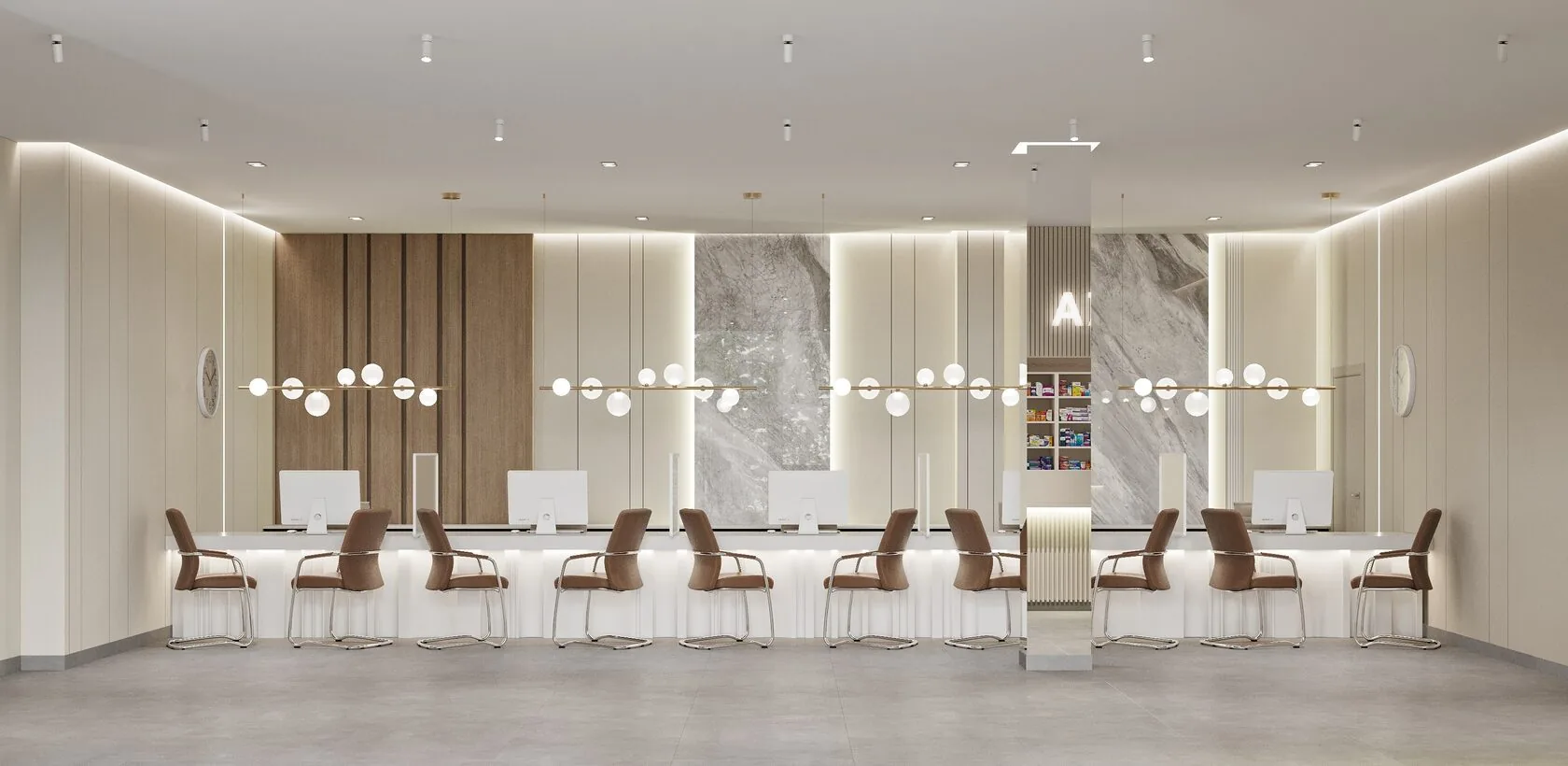 Клиника Екатерининская на Мачуги, зона ресепшн, ракурс 3