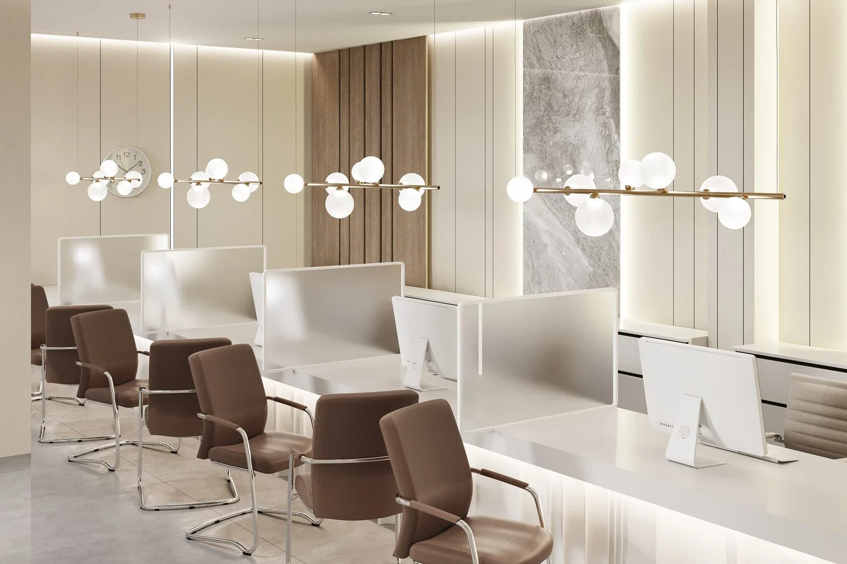 Клиника Екатерининская на Мачуги, зона ресепшн, ракурс 4